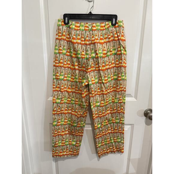 Eric casual bright Beach Umbrella Pattern capri Pants W/stretch size 10 - Picture 2 of 6